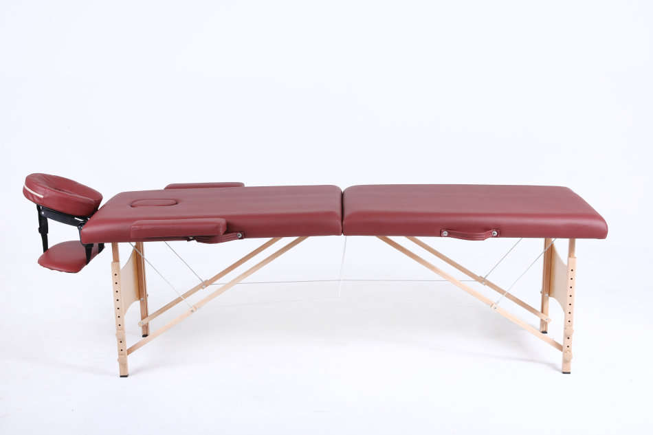 Hazlo Premium Portable Massage Table Bed 2 section (Wooden) - Maroon