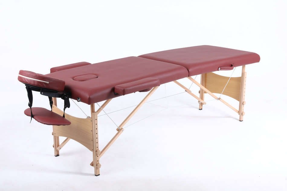 Hazlo Premium Portable Massage Table Bed 2 section (Wooden) - Maroon