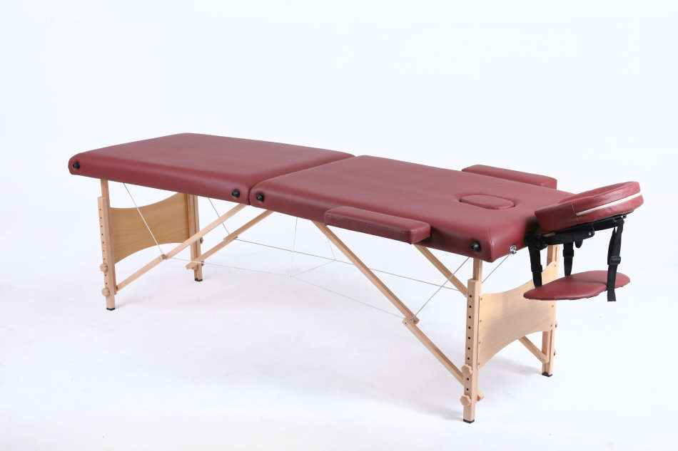 Hazlo Premium Portable Massage Table Bed 2 section (Wooden) - Maroon