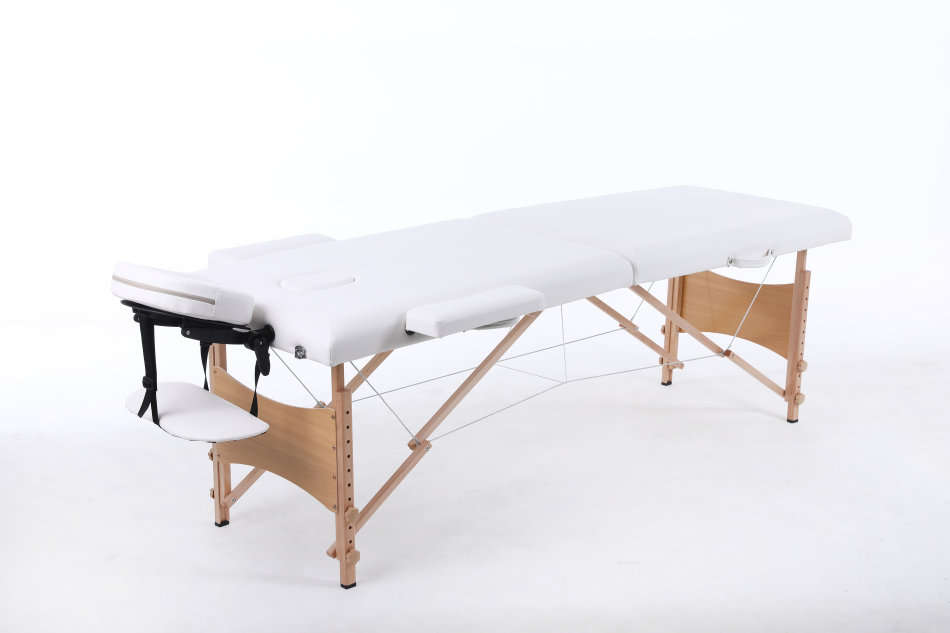 Hazlo Premium Portable Massage Table Bed 2 section (Wooden) - White