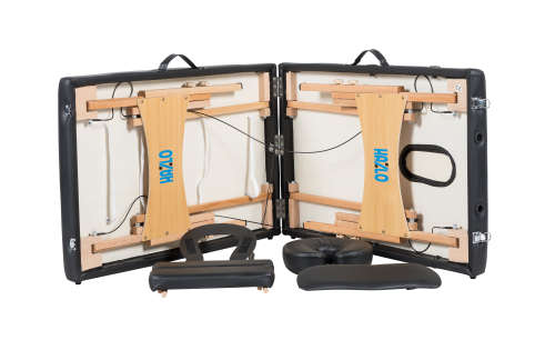 Hazlo Premium Portable Massage Table Bed 2 section (Wooden) - Black