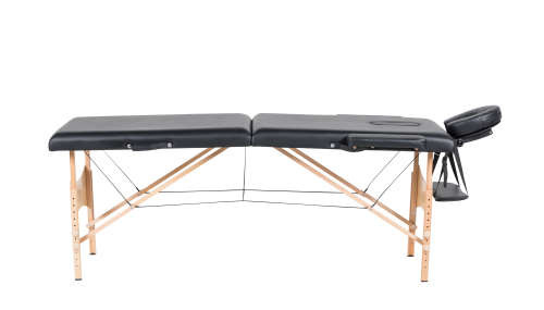 Hazlo Premium Portable Massage Table Bed 2 section (Wooden) - Black
