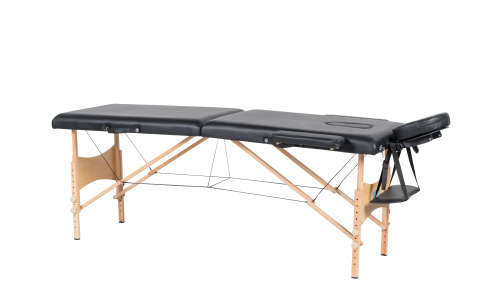 Hazlo Premium Portable Massage Table Bed 2 section (Wooden) - Black