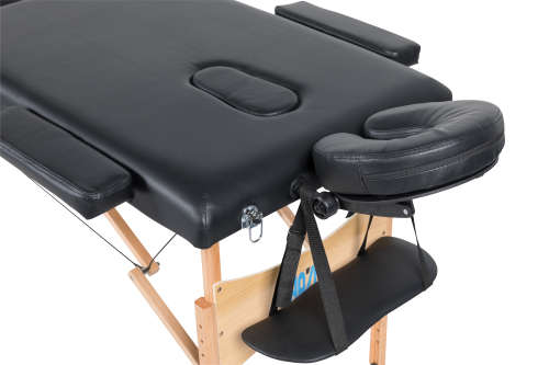 Hazlo Premium Portable Massage Table Bed 2 section (Wooden) - Black
