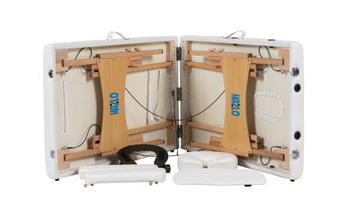 Hazlo Premium Portable Massage Table Bed 2 section (Wooden) - White