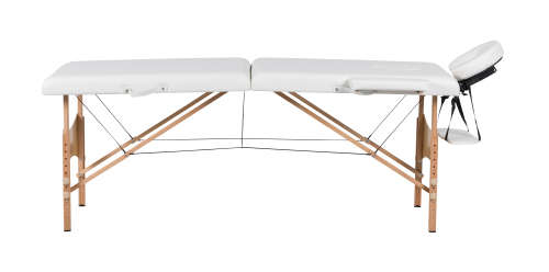 Hazlo Premium Portable Massage Table Bed 2 section (Wooden) - White