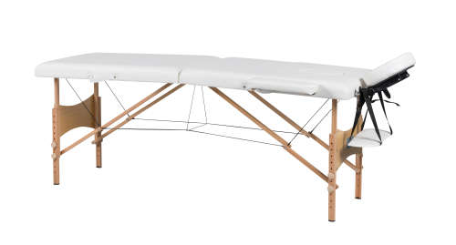 Hazlo Premium Portable Massage Table Bed 2 section (Wooden) - White