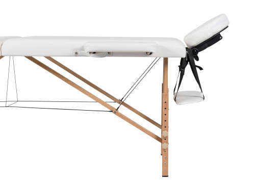 Hazlo Premium Portable Massage Table Bed 2 section (Wooden) - White