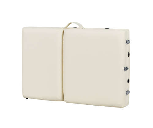 Premium Portable Massage Table Bed - 3 Section (Wooden) - Cream