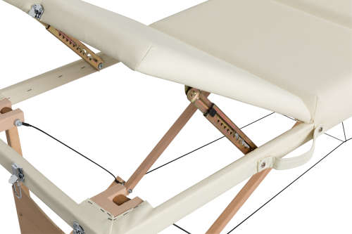 Premium Portable Massage Table Bed - 3 Section (Wooden) - Cream