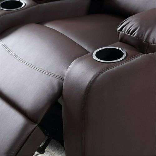 Hazlo Faux Leather Recliner Couch Sofa Chair With 2 Cup Holders - Brown SECONDHAND