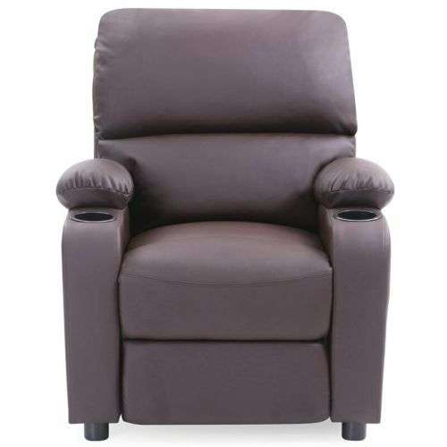 Hazlo Faux Leather Recliner Couch Sofa Chair With 2 Cup Holders - Brown SECONDHAND