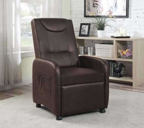 Hazlo Faux Leather Fold Back Recliner Couch Sofa Chair - Brown