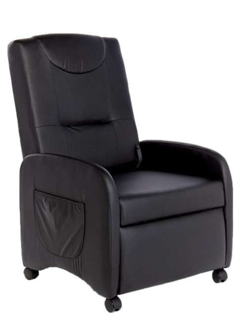 Hazlo Faux Leather Fold Back Recliner Couch Sofa Chair - Black