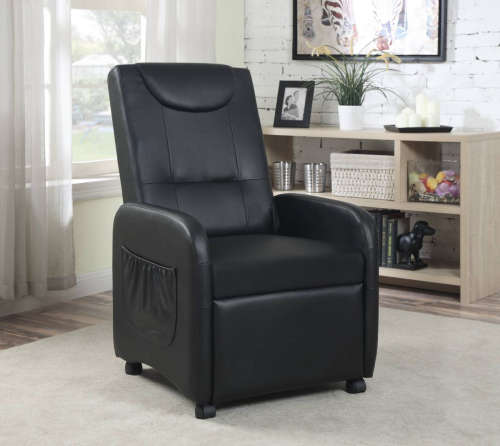 Hazlo Faux Leather Fold Back Recliner Couch Sofa Chair - Black