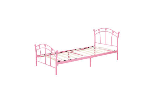 Hazlo Casal Princess Kids Metal Bed with Headboard Footboard  Single Pink