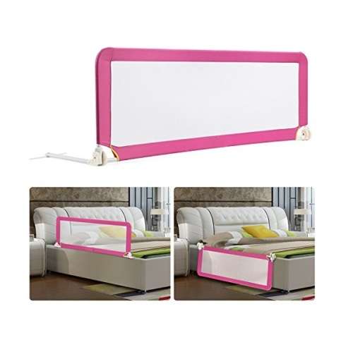 Baneen Breathable Safety Single Baby, Toddlers and Children Bed Guard Rail, 1 - Meter - Pink