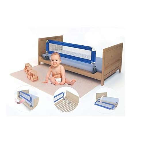 Baneen Breathable Safety Single Baby, Toddlers and Children Bed Guard Rail, 1.5 Meter - Blue