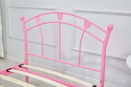 Hazlo Casal Princess Kids Metal Bed with Headboard Footboard  Single Pink