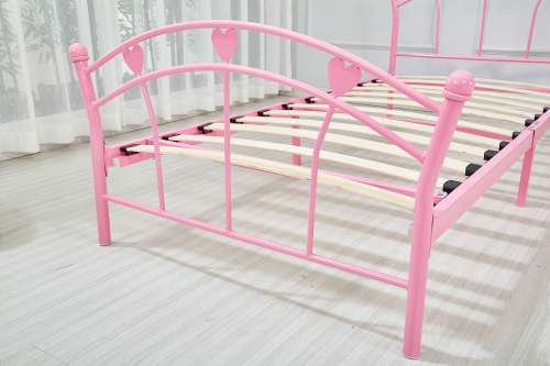 Hazlo Casal Princess Kids Metal Bed with Headboard Footboard  Single Pink