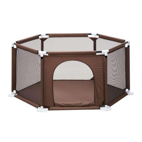Baneen Playpen, Play yard, Kids Activity Centre Ball Pit for Babies, Toddlers, Lightweight - Brown