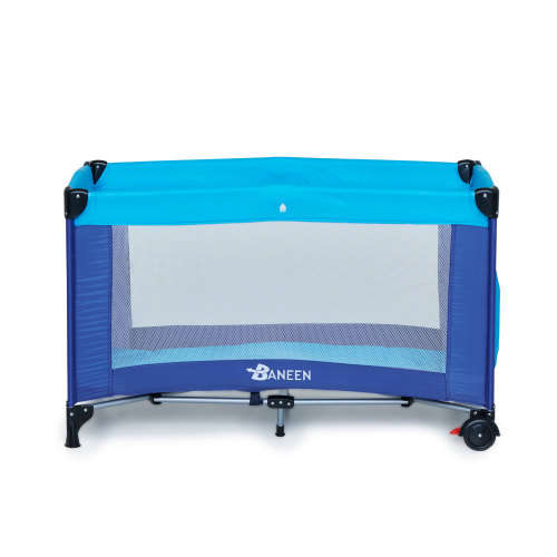 Baneen Folding Baby Toddler Crib Cot with Wheels (Playpen) - Blue