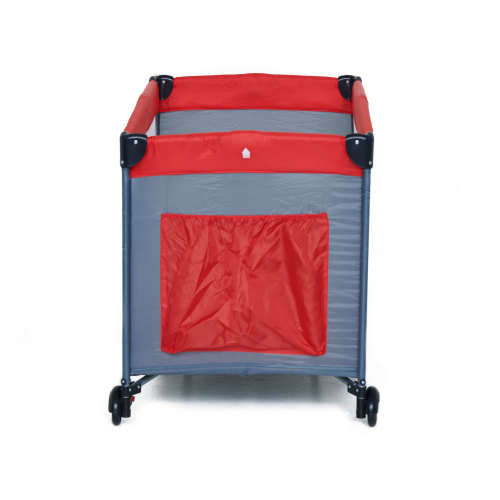 Baneen Folding Baby Toddler Crib Cot with Wheels (Playpen) - Red (Second hand)