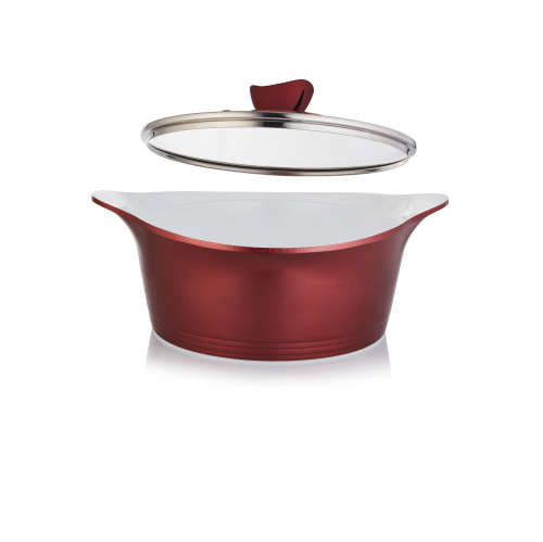 La Fermete Non-stick Die Cast Ceramic Aluminium 14 Piece Pot Pan Cookware set  Burgundy