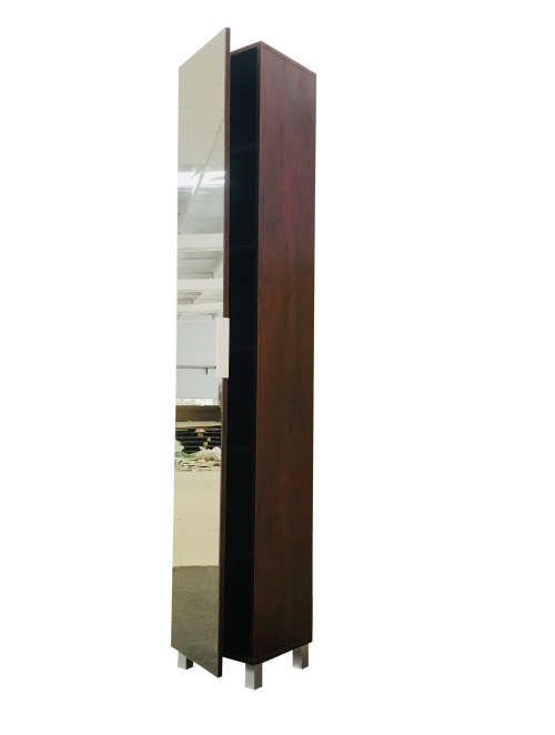 Hazlo Floor Standing Mirrored Bathroom Cabinet with 6 Shelves - Mahogany