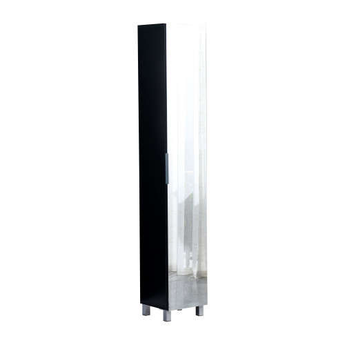 Hazlo Floor Standing Mirrored Bathroom Cabinet with 6 Shelves - Black