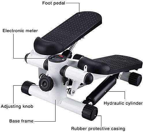 Zoolpro Pedal Electric Resistance Stepper Exercise Trainer with Display Monitor - Black White