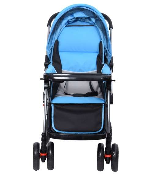 Baby Stroller Pram with Lift Up Foot Rest and Reversible handle - Blue