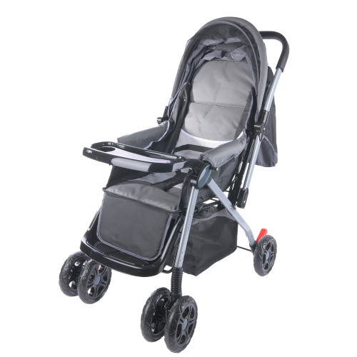 Baneen Baby Stroller Pram with Lift Up Foot Rest and Reversible handle - Grey Black (Second hand)