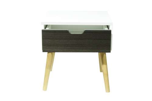 Hazlo Wooden Nightstand Bed Side Table with Storage Drawer - Oak White