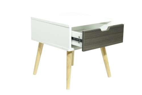 Hazlo Wooden Nightstand Bed Side Table with Storage Drawer - Oak White