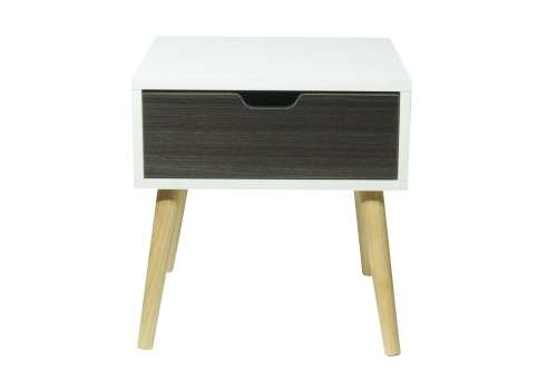 Hazlo Wooden Nightstand Bed Side Table with Storage Drawer - Oak White