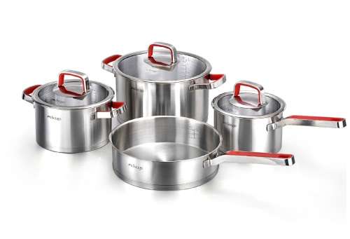 6 Piece Stainless Steel Cookware Pot Set with Aluminium Core (3 Ply)