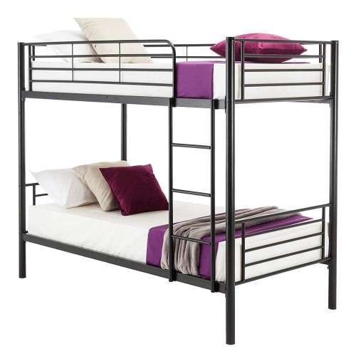 Hazlo Roma Single over Metal Bunk Bed with Ladder - Black