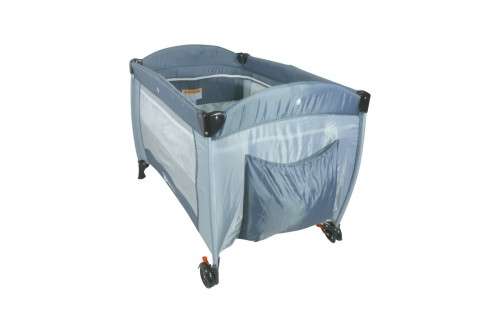 Baby Cot Crib with Diaper Changer, Net, Toys, Canopy, Wheels and Game Entrance - Grey