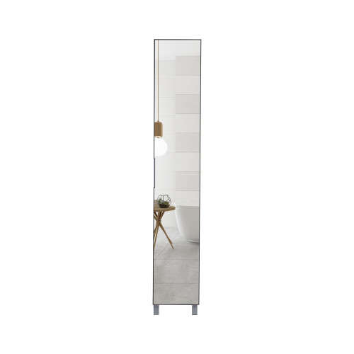 Hazlo Floor Standing Mirrored Bathroom Cabinet with 6 Shelves - White (Please read)