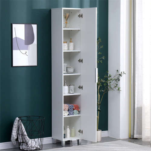Hazlo Floor Standing Mirrored Bathroom Cabinet with 6 Shelves - White (Please read)