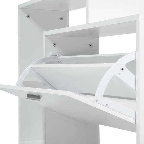 Hazlo Two Compartment Shoe Storage Cabinet With 3 Display Shelves White