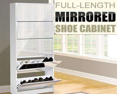 5 Door Stackable Shoe Storage cabinet with Mirror Brown