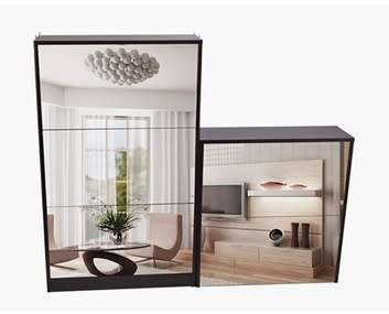 5 Door Stackable Shoe Storage cabinet with Mirror Brown