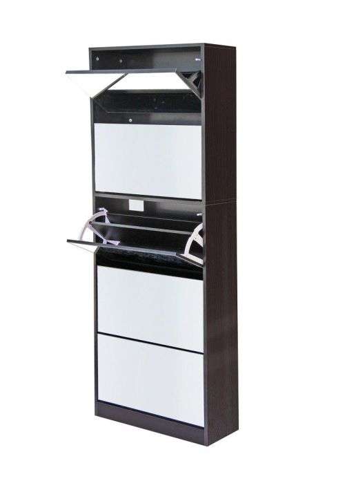 Hazlo 5 Door Stackable Shoe Storage cabinet with Mirror white second