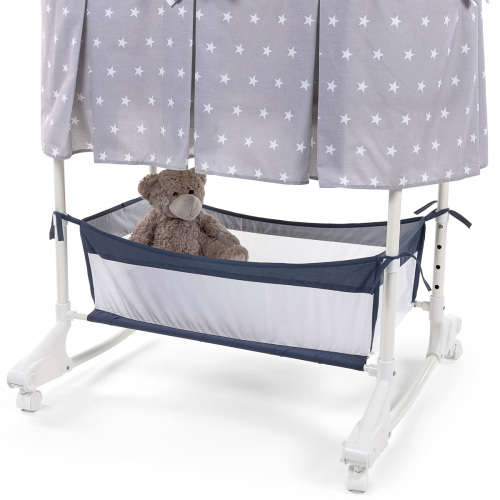 Baneen Baby Bassinet Cradle Bed Cot with Wheels, Basket and Canopy -  Grey