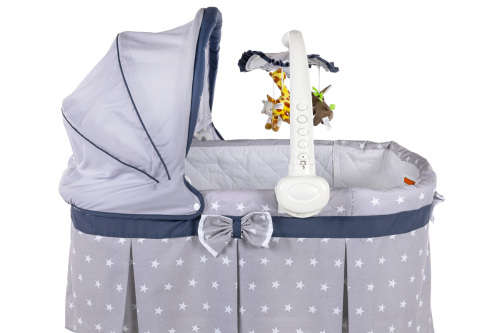 Baneen Baby Bassinet Cradle Bed Cot with Wheels, Basket and Canopy -  Grey
