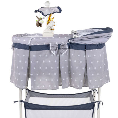 Baneen Baby Bassinet Cradle Bed Cot with Wheels, Basket and Canopy -  Grey