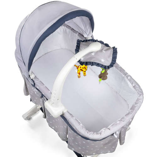 Baneen Baby Bassinet Cradle Bed Cot with Wheels, Basket and Canopy -  Grey
