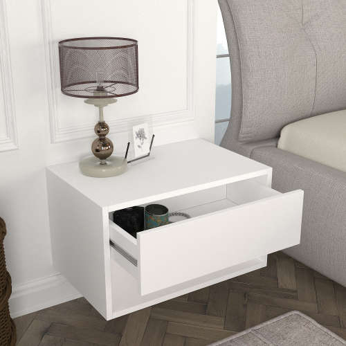 Hazlo Sone Nightstand Bedstand Side Table With Drawer - White